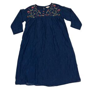 Orange Creek long sleeve shift dress embroidered upper side zip M NWT